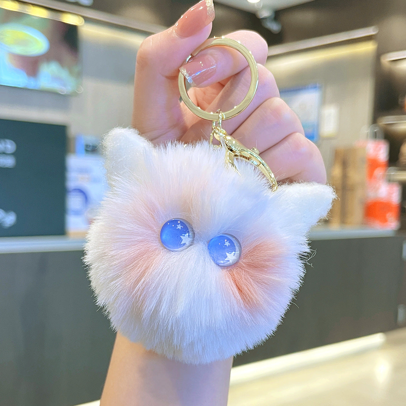 Wholesale Plush Kitten Head Keychain